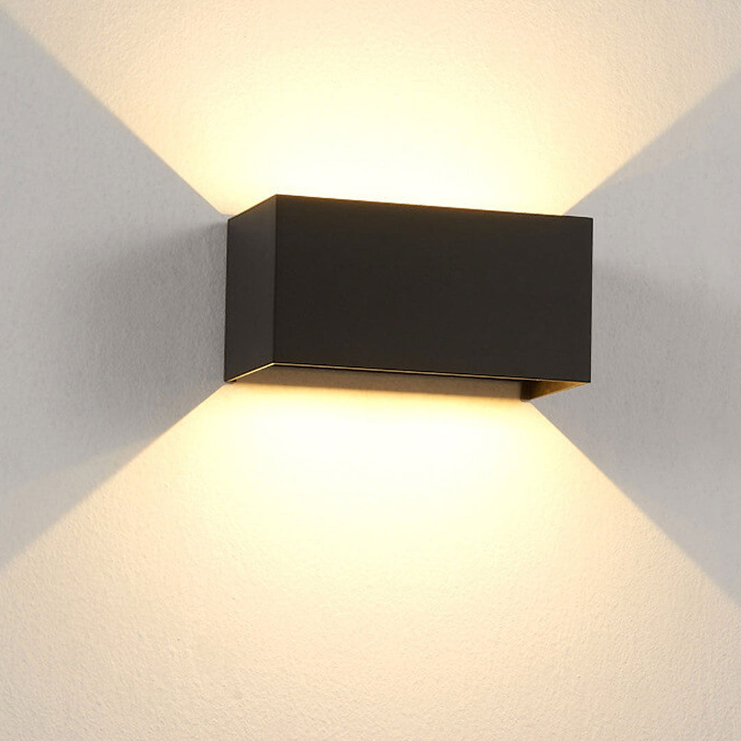 Modern Outdoor Waterproof Rectangular LED Up and Down Illuminated Outdoor Wall Sconce Lamp | Stornfield