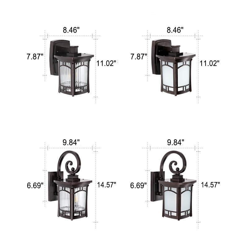 Modern Square Aluminum Glass Carved 1-Light Outdoor Waterproof Wall Sconce Lamp | Stornfield
