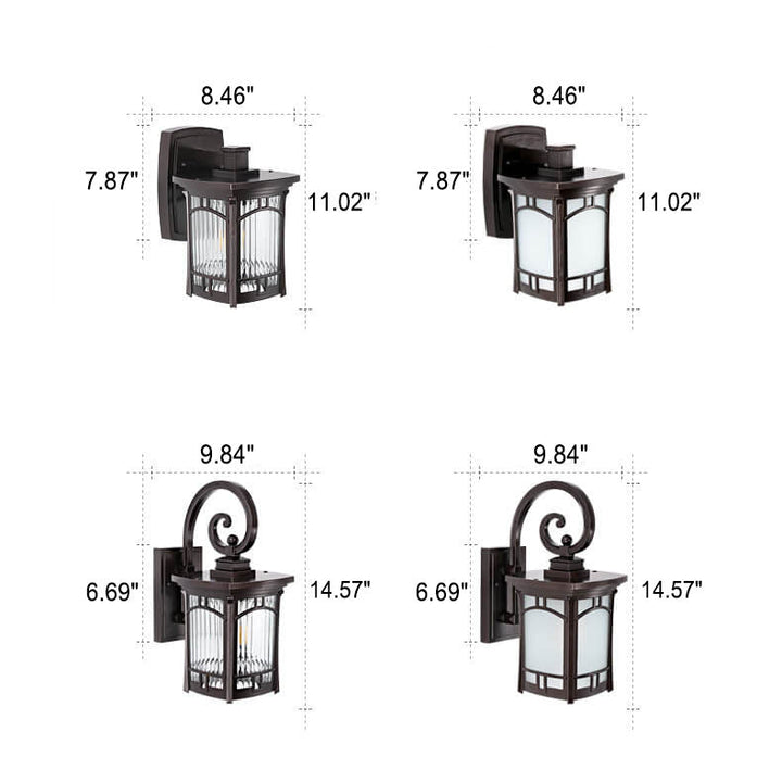 Modern Square Aluminum Glass Carved 1-Light Outdoor Waterproof Wall Sconce Lamp | Stornfield