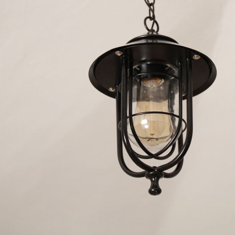 Industrial Vintage Aluminum Cage Glass 1-Light Outdoor Waterproof Pendant Light | Stornfield