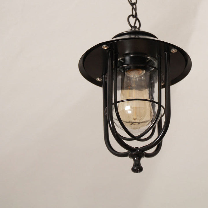 Industrial Vintage Aluminum Cage Glass 1-Light Outdoor Waterproof Pendant Light | Stornfield