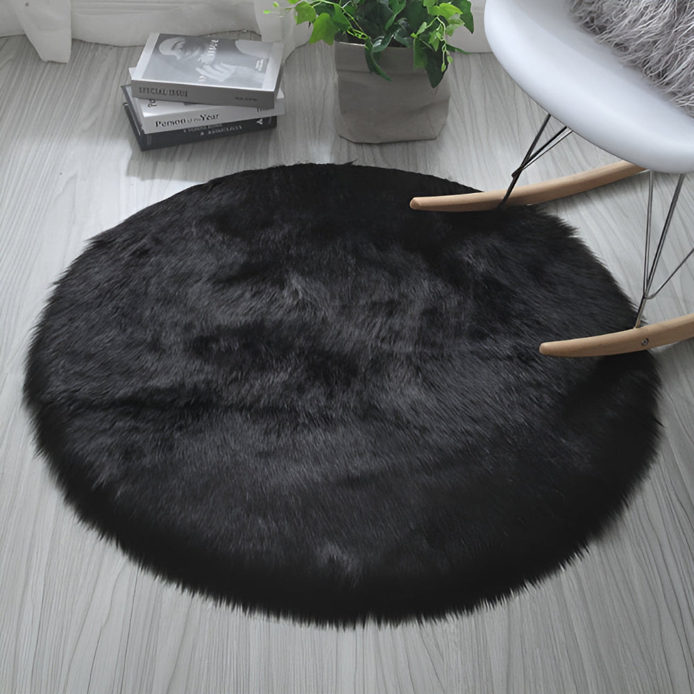 Round Plush Bedroom Floor Rug | Stornfield