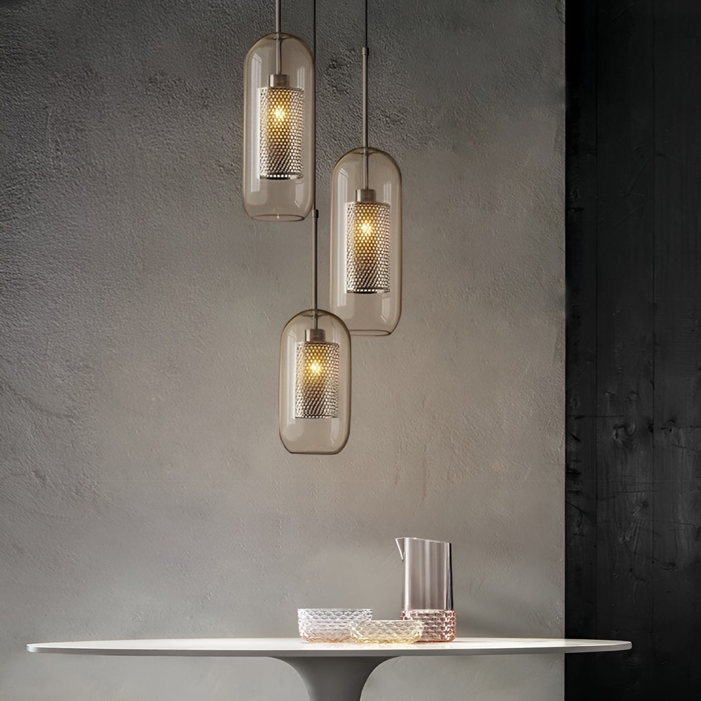 Vintage industrial pendant lamp with round glass and gold – LED pendant light for dining room and living room | Stornfield