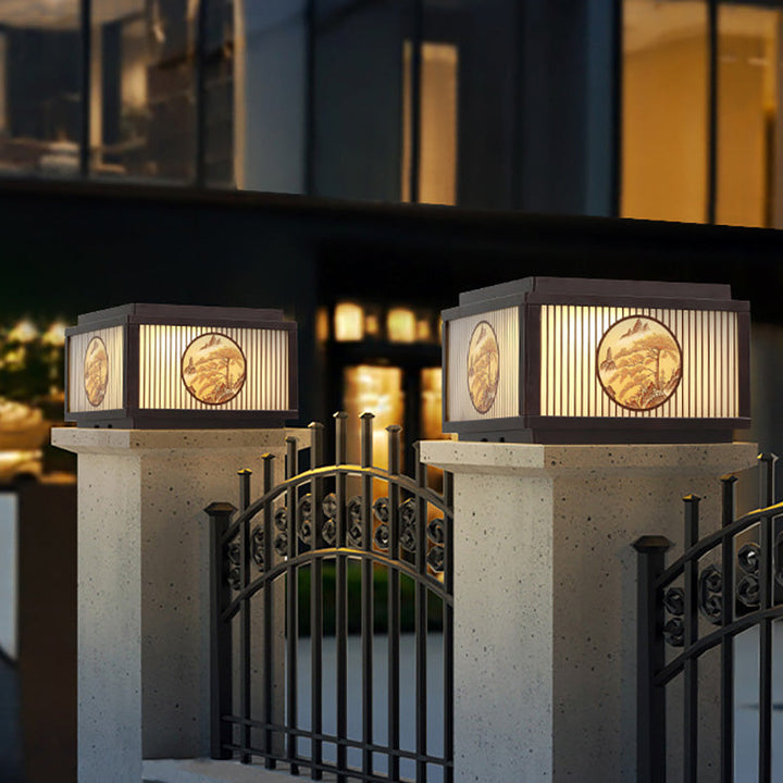 Modern Minimalist Solar Waterproof Square Aluminum Glass LED Post Head Light For Garden | Stornfield