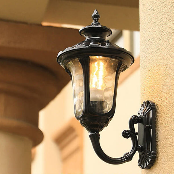 European Retro Waterproof Stone Pattern Glass Lampshade 1-Light Outdoor Wall Sconce Lamp | Stornfield