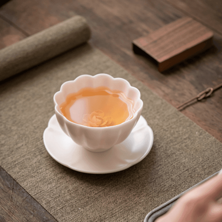 Handcrafted Ceramic Tea Cup With Embedded Ceramic Rose | Stornfield