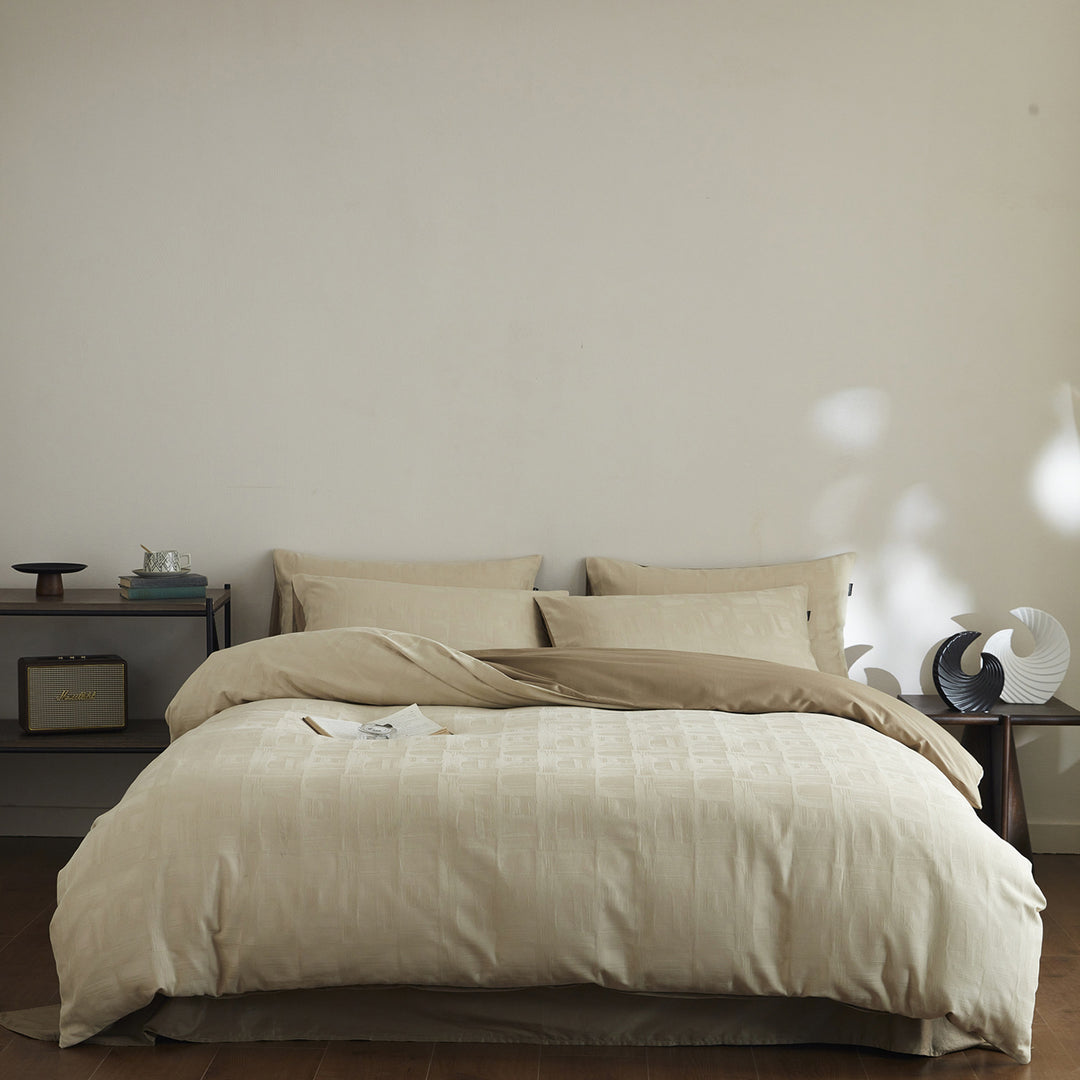 Bedding set made of washed long-staple cotton, jacquard