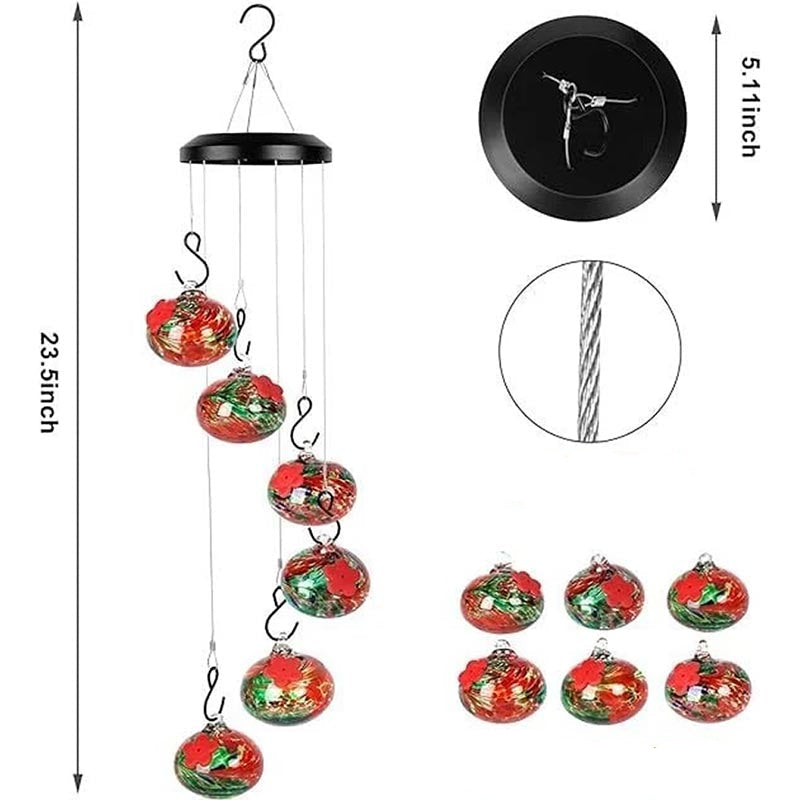 ChimeFeeder Hand Blown Glass Hummingbird Feeder with Stornfield Chime