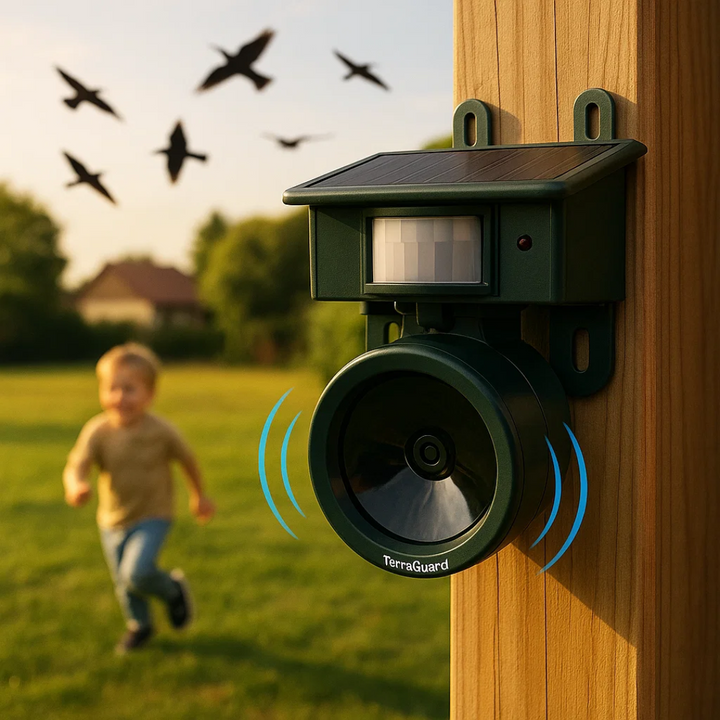 Stornfield | TerraGuard – Weatherproof Solar Bird Repeller with PIR Motion Sensor & Natural Sound Deterrent