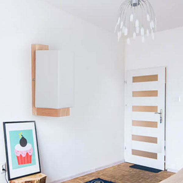 Stornfield | Modern Minimalist Solid Wood Square Glass 1-Light Wall Sconce