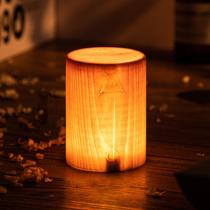 Cordless LED table lamp with rechargeable battery and touch control – Warm wood design for a cozy atmosphere | Stornfield