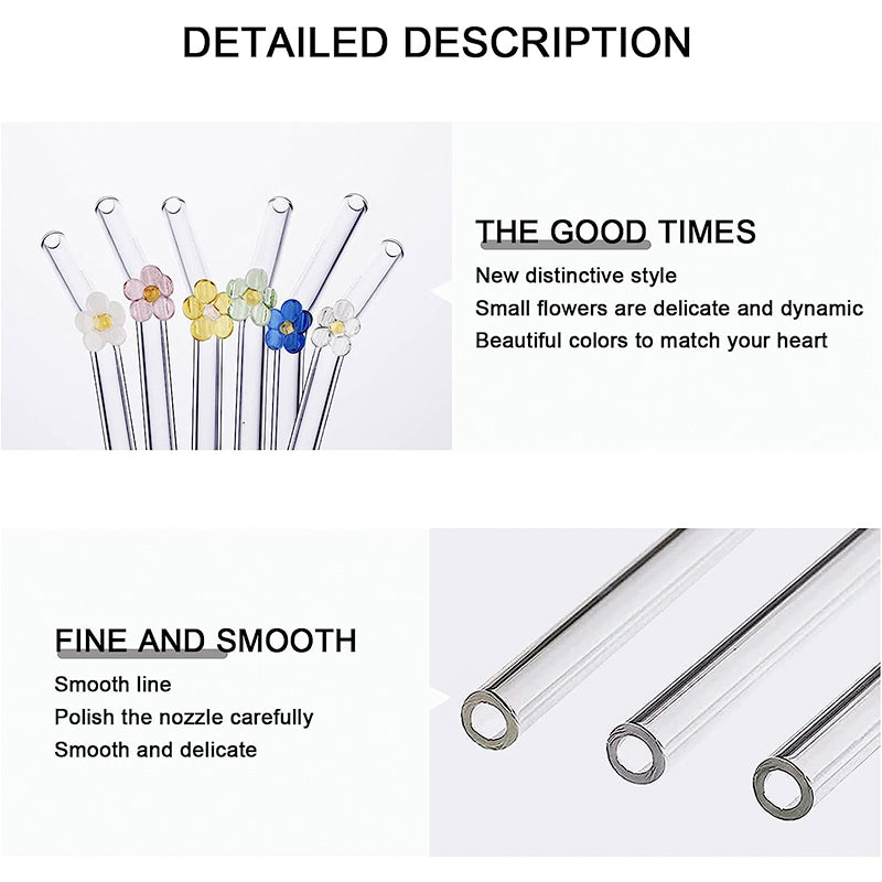 6 PCS Reusable Stained Glass Straws with Cleaning Brush | Stornfield