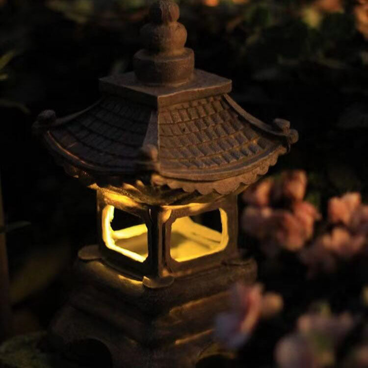 Retro Decorative Solar Tower Resin LED Outdoor Landscape Lighting | Stornfield