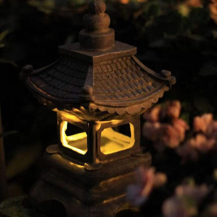 Retro Decorative Solar Tower Resin LED Outdoor Landscape Lighting | Stornfield