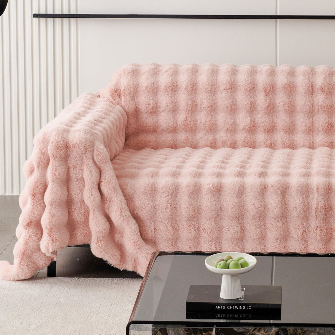Luxe Ripple Faux Fur Sofa Cover - Modern, Stylish & Durable Sofa Protection | Stornfield