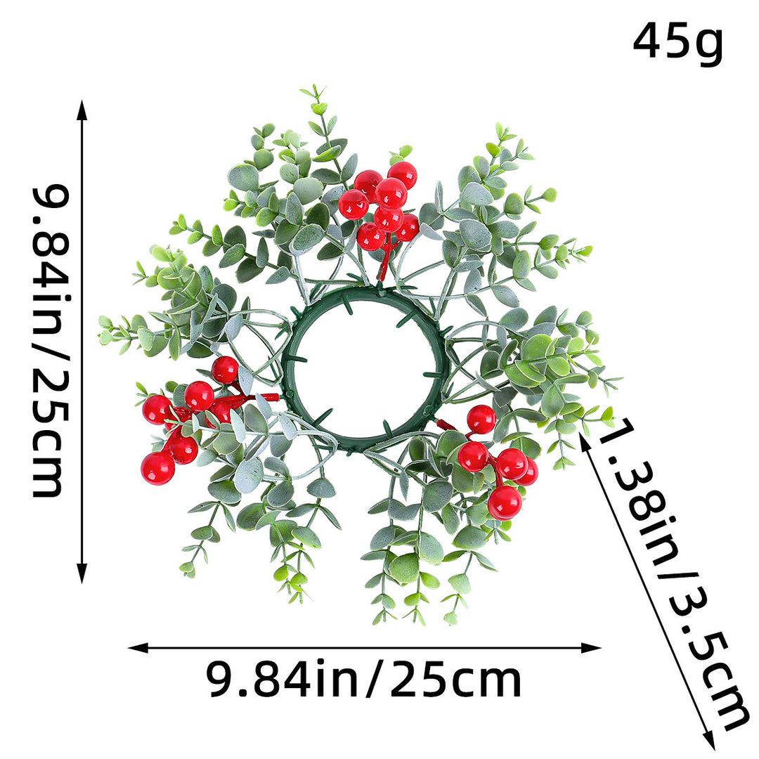 Christmas candle wreath with red berries