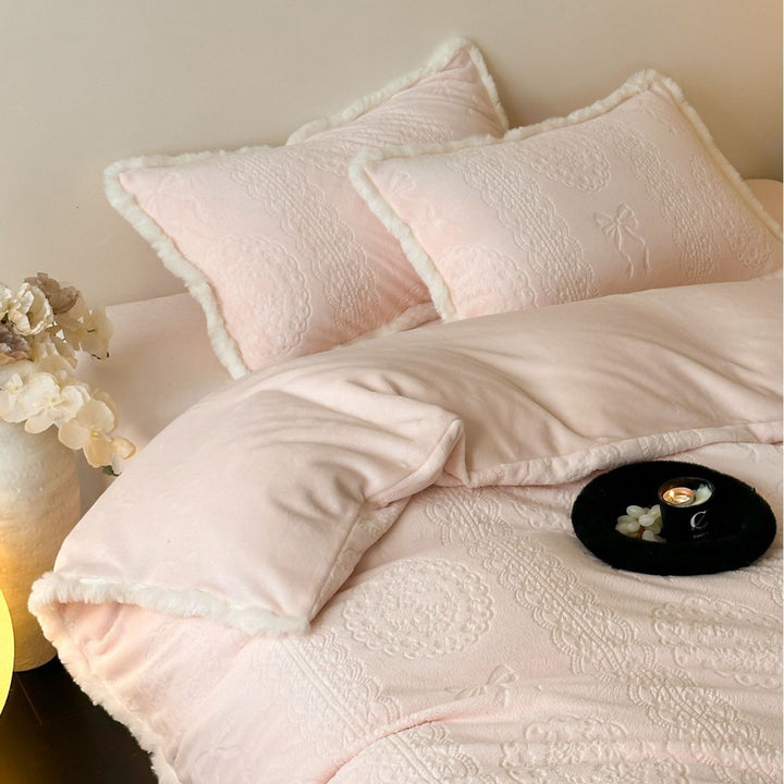 Milk fiber fleece bedding set, thickened, in Korean style