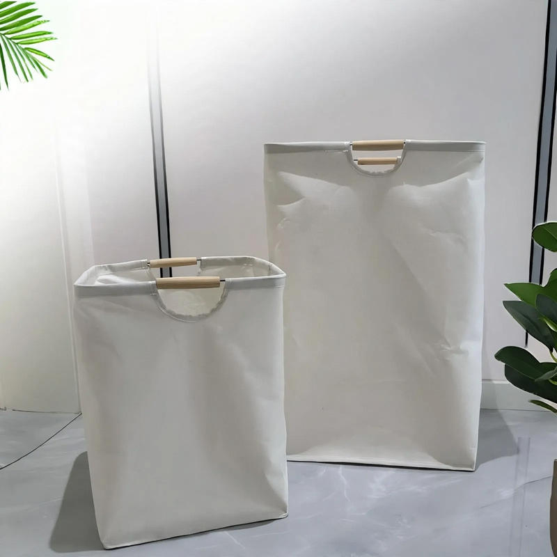 Foldable laundry basket made of cotton and linen
