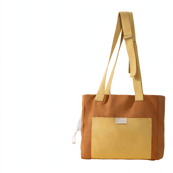 Sailcloth tote bag with adjustable strap for pets