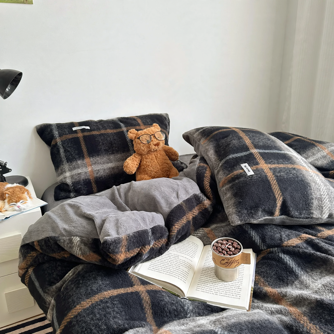 Milk fleece bedding set, reversible, warming