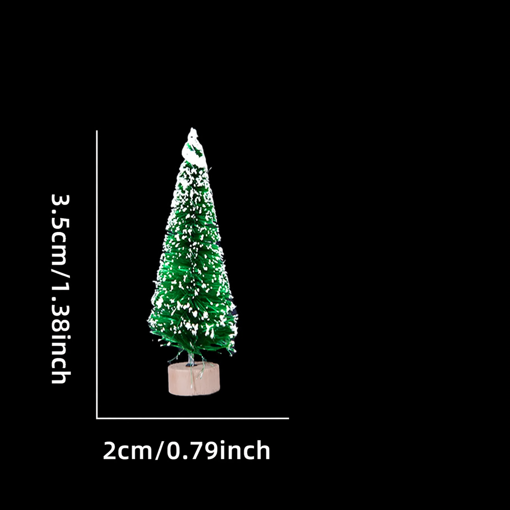 Mini Christmas tree made of wood and sisal, snow-covered