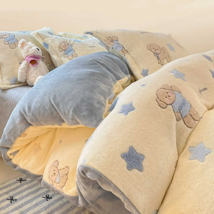 Winter bedding set made of milk fiber fleece, warm and soft