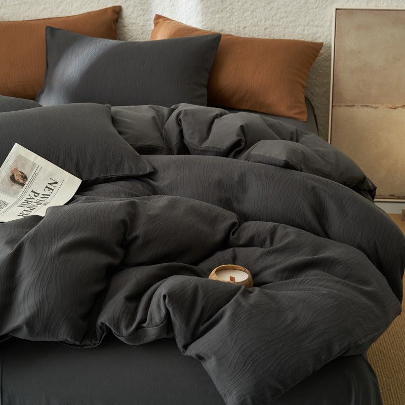 Cotton bedding set, textured pattern, washed