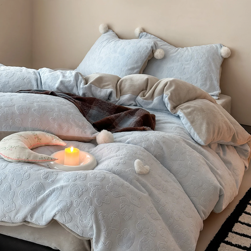 Milk fiber bedding set, 4-piece, winter, padded