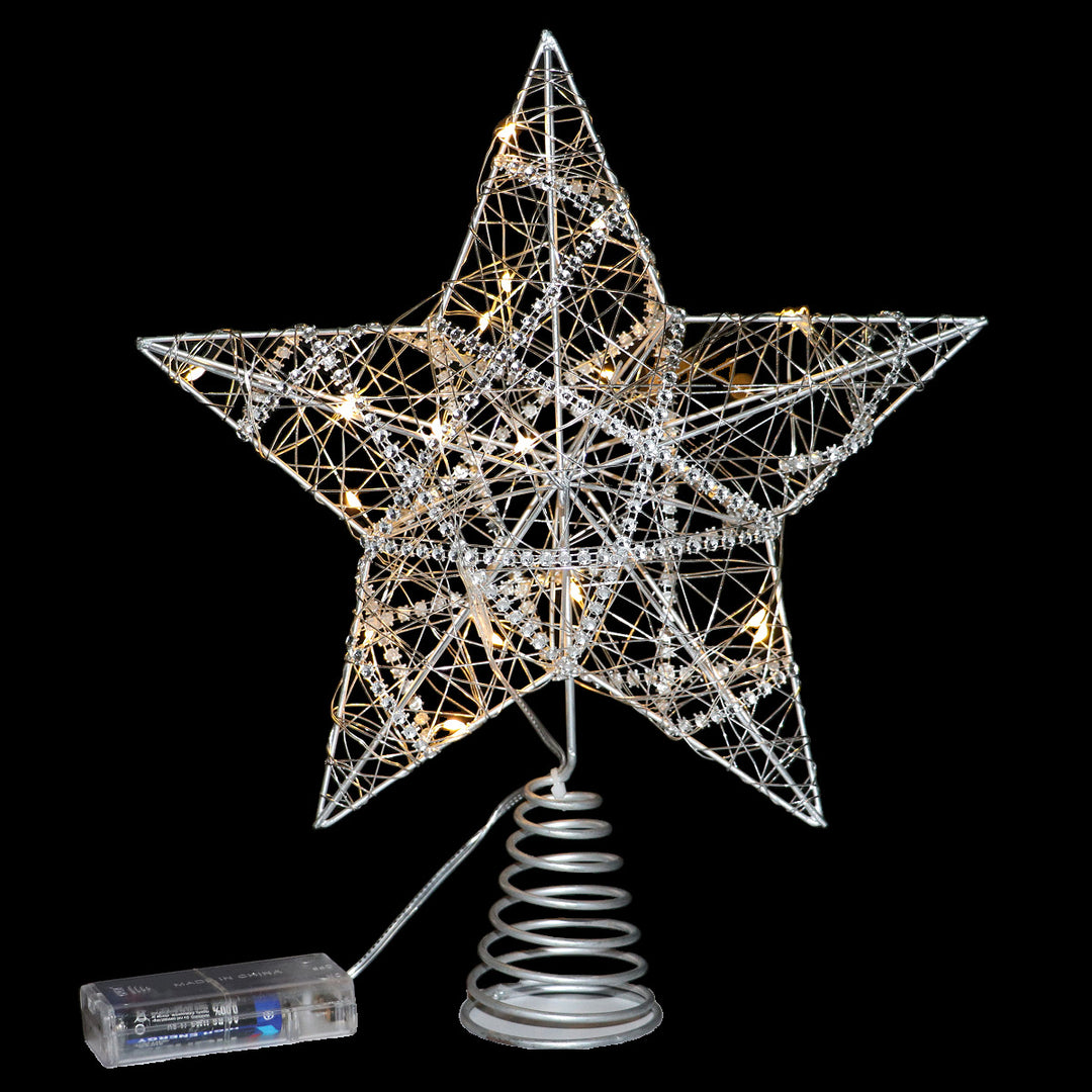 Christmas tree top star made of iron, illuminated