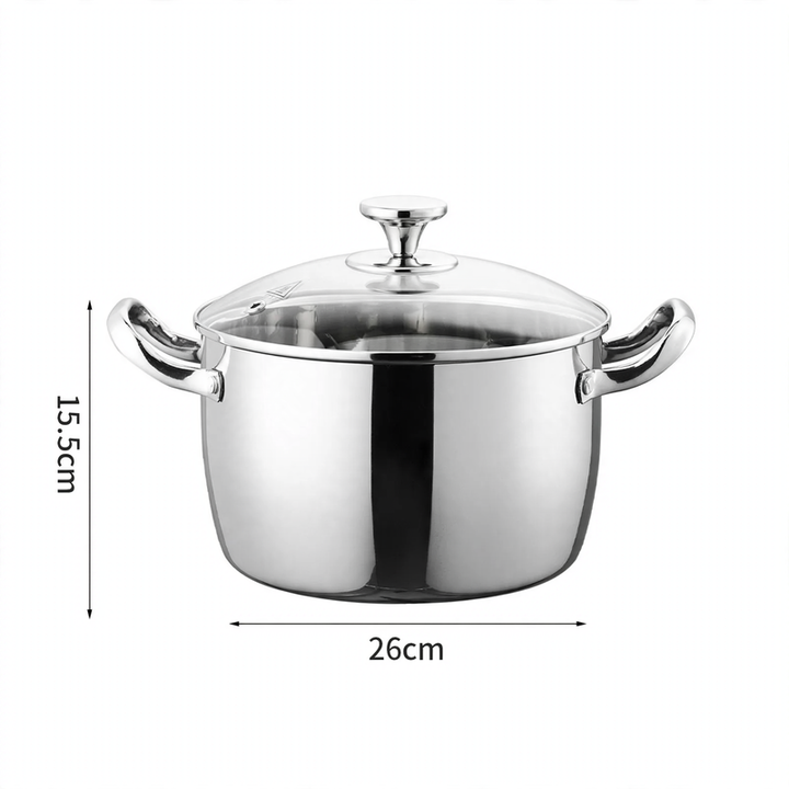 Stainless Steel Soup Pot 24 cm with Glass Lid