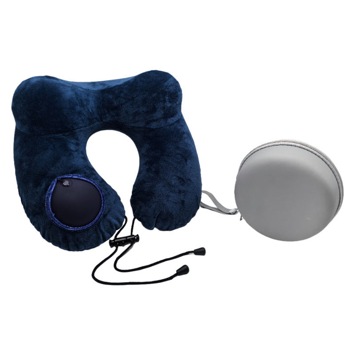 Inflatable U-shaped pillow for travel and flights