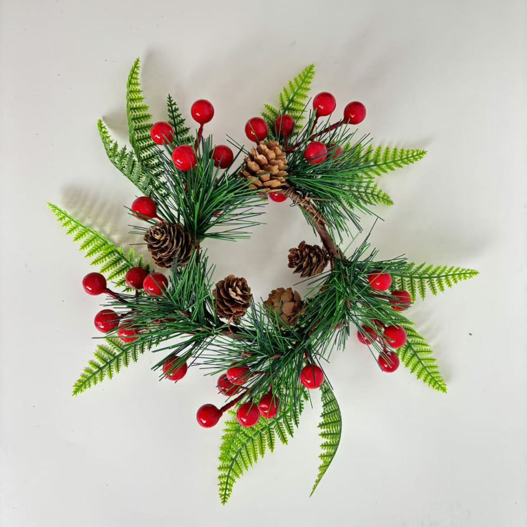 Christmas wreath with berries and cones, PE