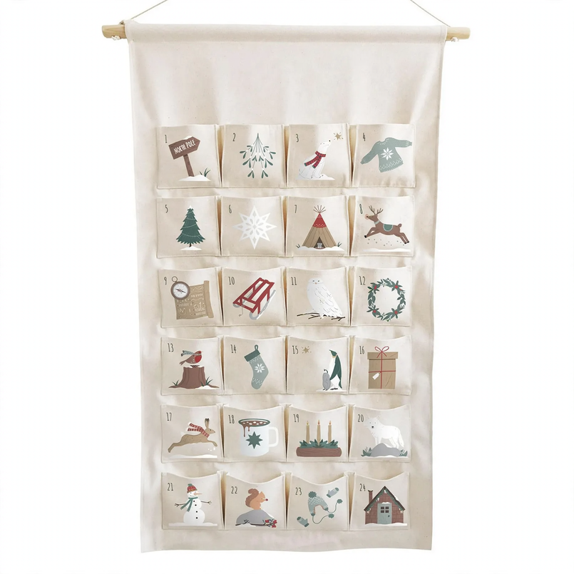 Personalizable fabric Advent calendar, 24 pockets
