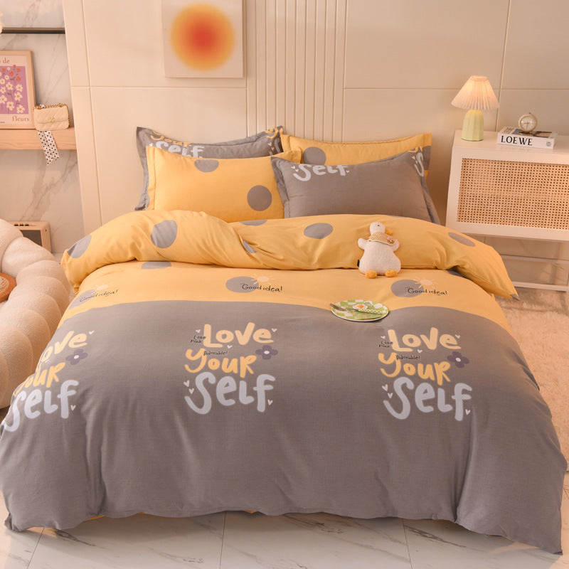 Duvet cover set made of brushed cotton, printed