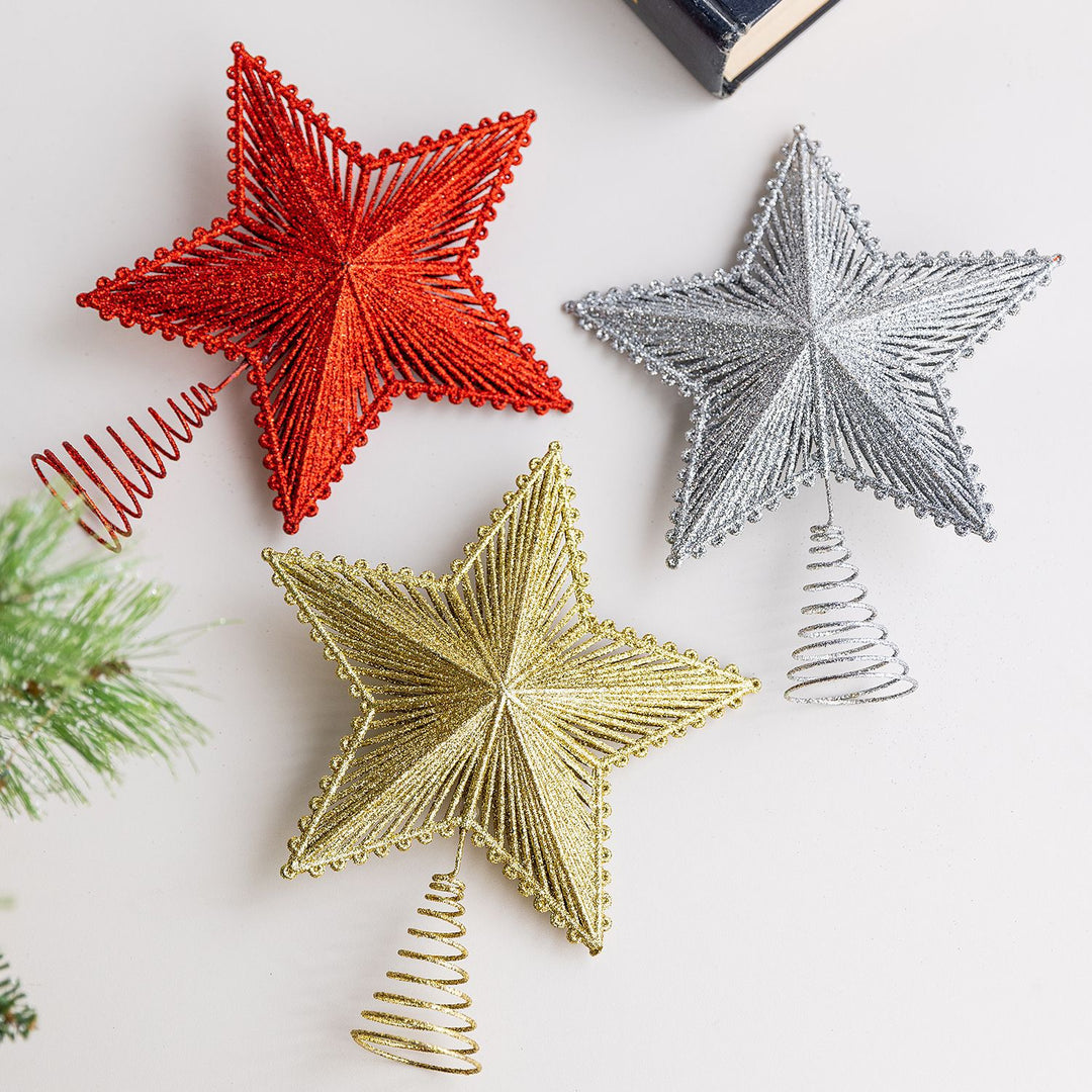 Christmas tree top star, plastic with glitter