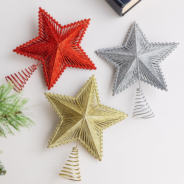 Christmas tree top star, plastic with glitter