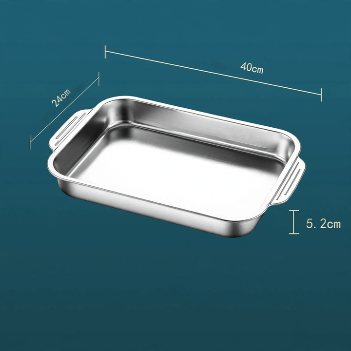 Stainless steel serving tray, square