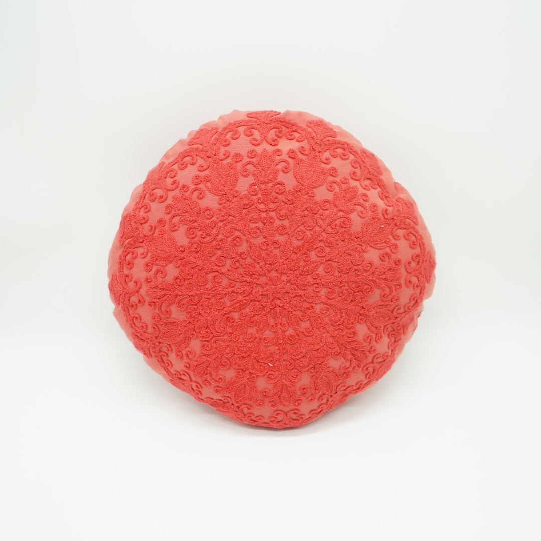 Embroidered Round Decorative Cushion