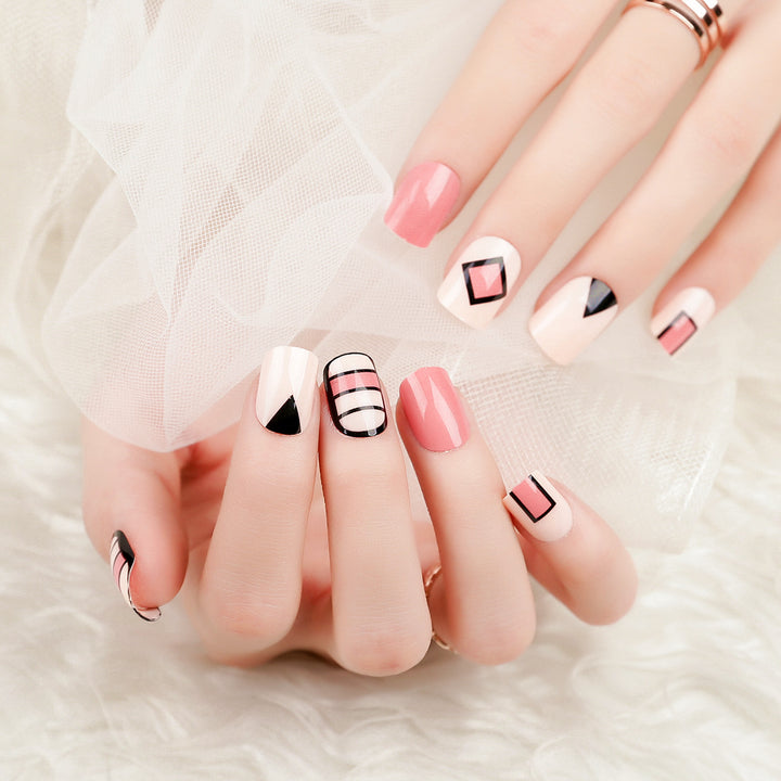 Artistic Geometric Press-On Nail Set