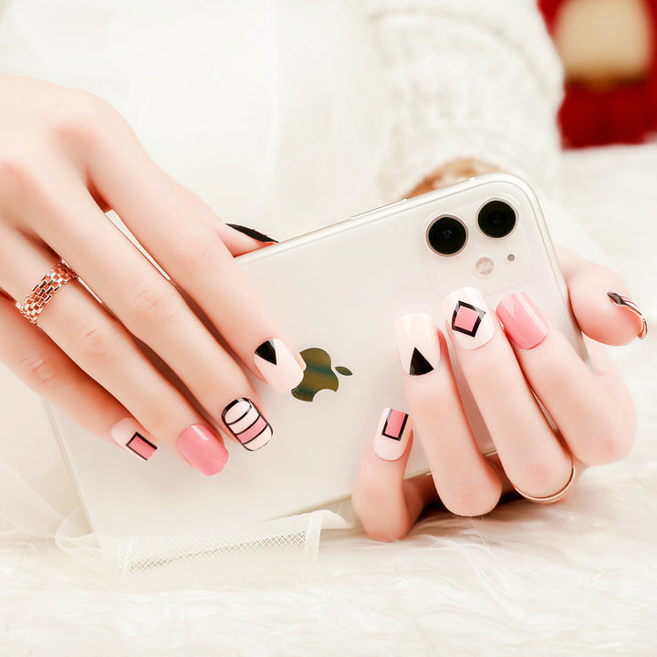 Artistic Geometric Press-On Nail Set