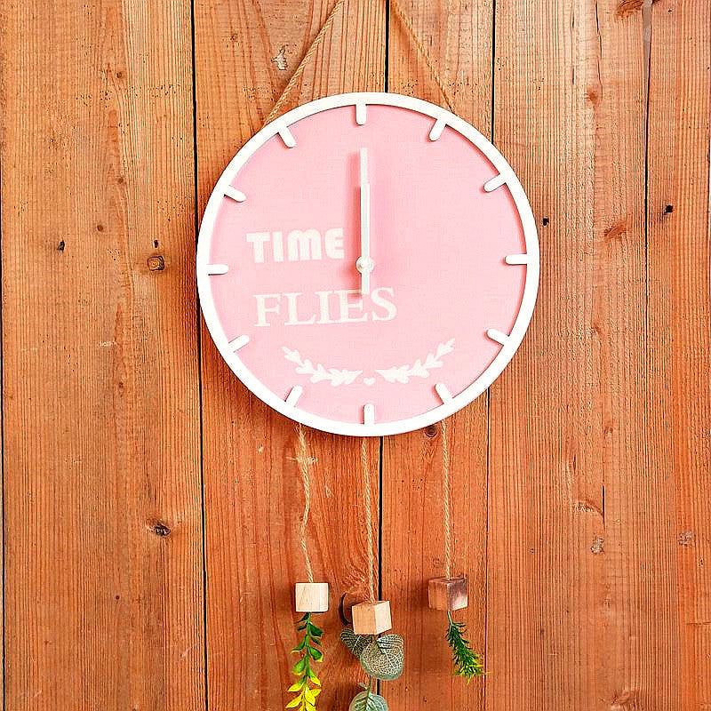 Decorative Wall Clock with Hanging Greenery