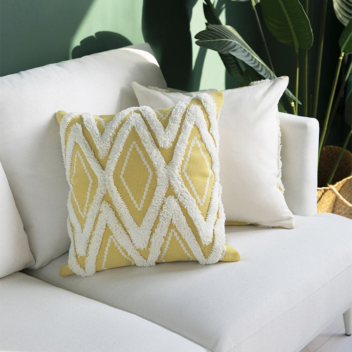 Decorative square cushion cover with tufted chenille diamond relief Stornfield