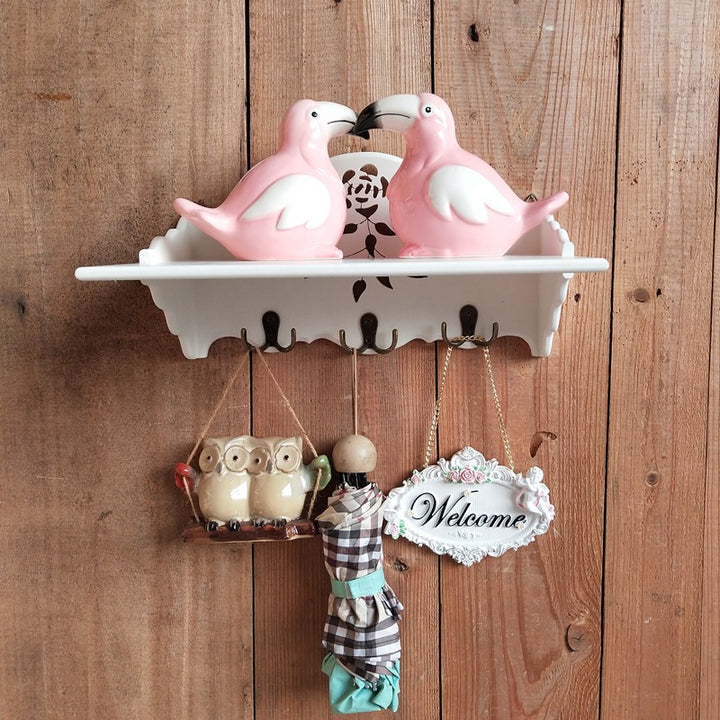 Decorative Wall Shelf with Hooks