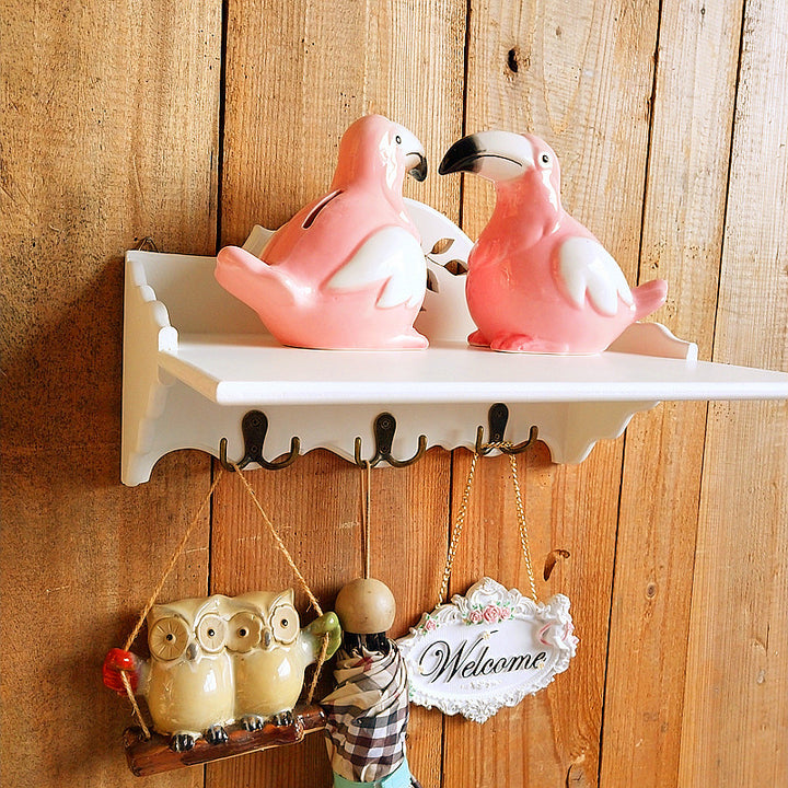 Decorative Wall Shelf with Hooks