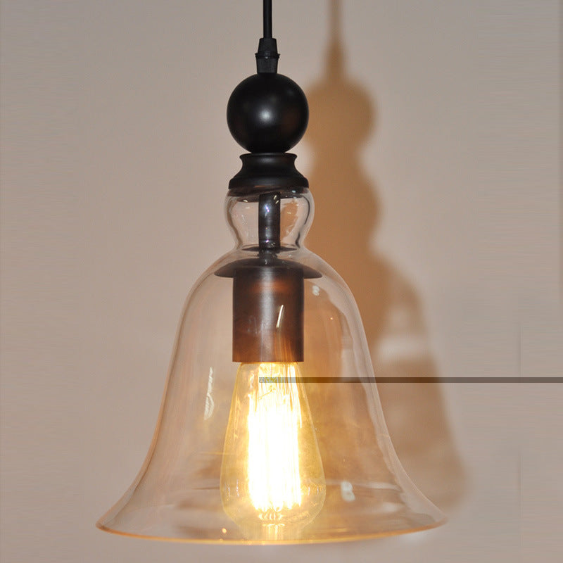 Vintage Bell-Shaped Glass Pendant Light
