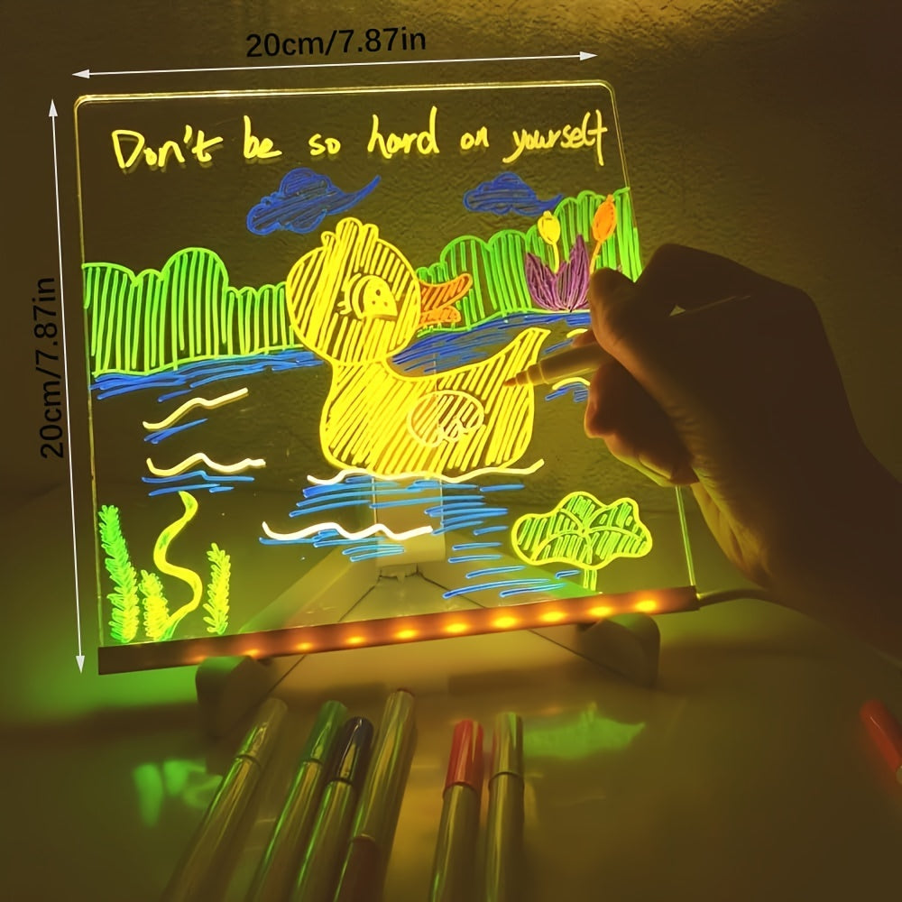 Stornfield | USB LED Noteboard with 12 Color Pens - Light Up Message Board for Office & Home