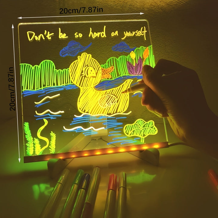 Stornfield | USB LED Noteboard with 12 Color Pens - Light Up Message Board for Office & Home