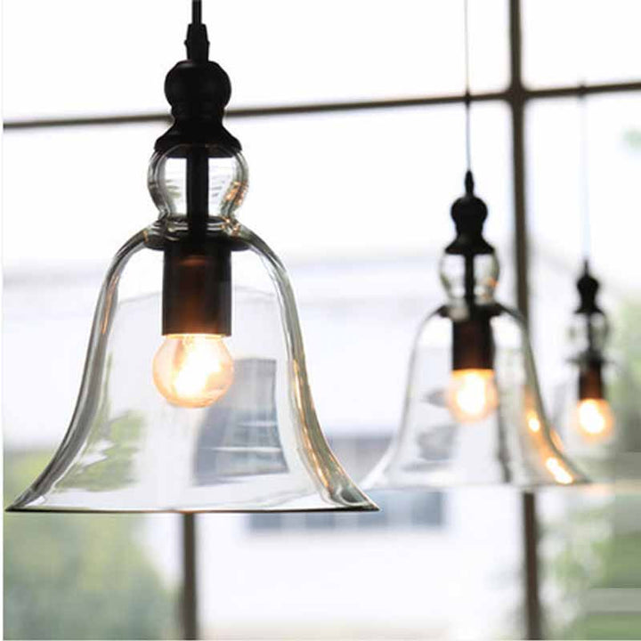 Vintage Bell-Shaped Glass Pendant Light