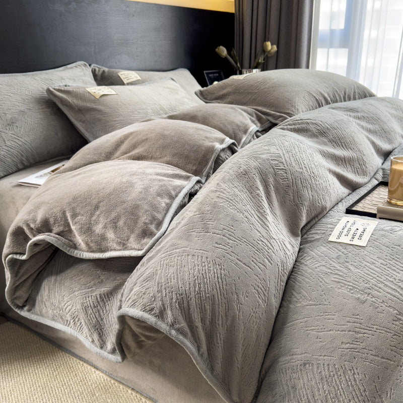 Milk fiber bedding set, 4-piece, double-sided