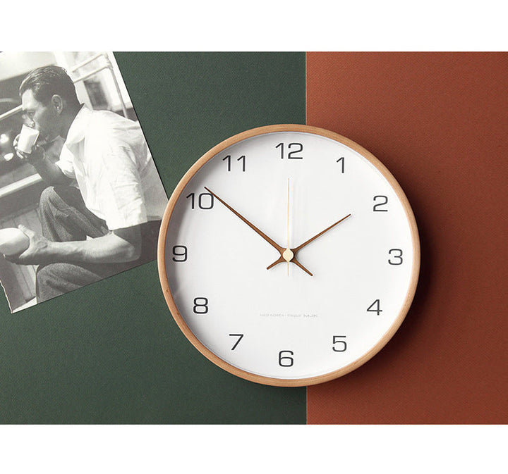 Minimalist Wooden Wall Clock - Silent Analog Clock Made of Solid Wood for Living Room and Bedroom | Stornfield